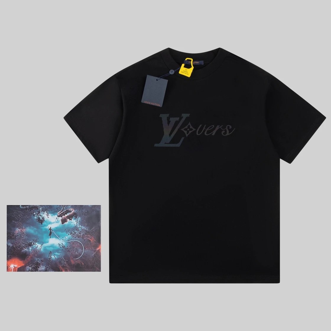 Louis Vuitton LV T-shirt Front Chest Iridescent Vertical Stripe Print logo round Neck Short Sleeve25ss New pure cotton T Unisex T-Shirt OS Loose Fit Base Shirt Top Half Sleeve T-Shirt