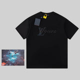 Louis Vuitton LV T-shirt Front Chest Iridescent Vertical Stripe Print logo round Neck Short Sleeve25ss New pure cotton T Unisex T-Shirt OS Loose Fit Base Shirt Top Half Sleeve T-Shirt