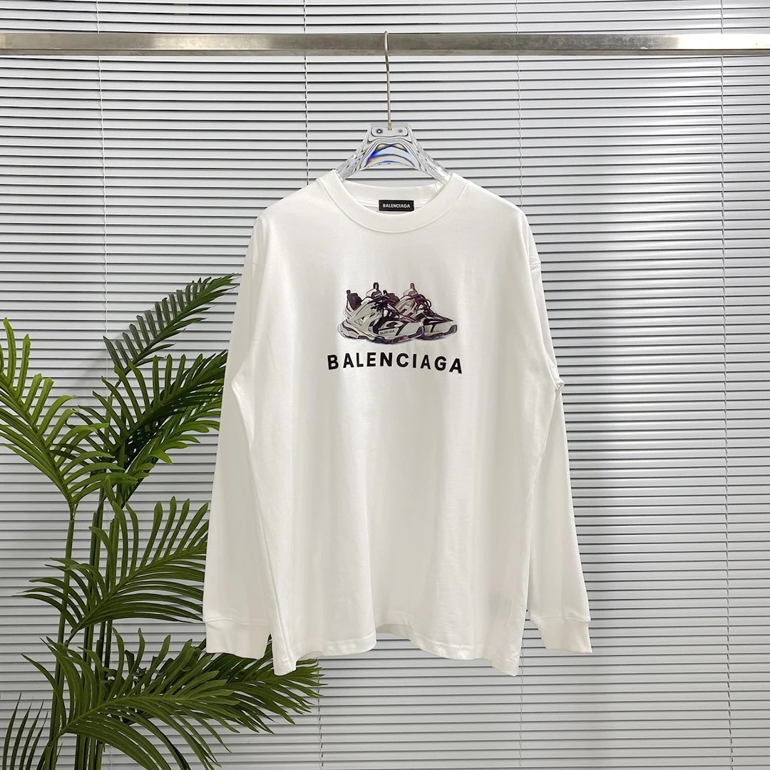 Balenciaga Hoodie New Long Sleeve T Round Neck Sweatshirt Long Sleeve Base Shirt Jacket Top Fashion Unisex Sports Casual Loose Fit Versatile Autumn Winter New Arrival