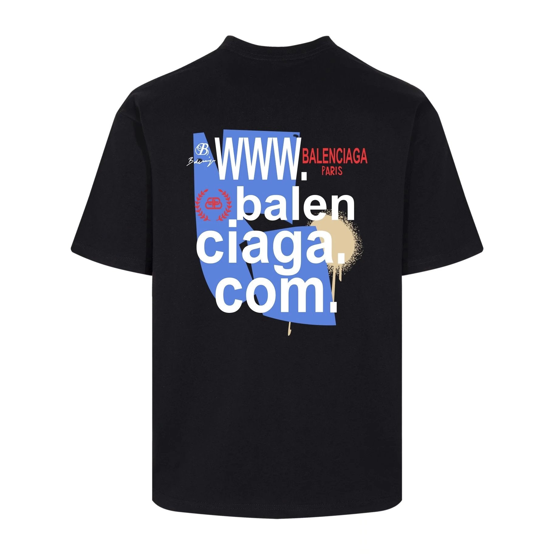 Balenciaga T-shirt Back with URL Letter Print logo round Neck Short Sleeve25ss New pure cotton T Unisex T-Shirt OS Loose Fit Base Shirt Top Half Sleeve T-Shirt