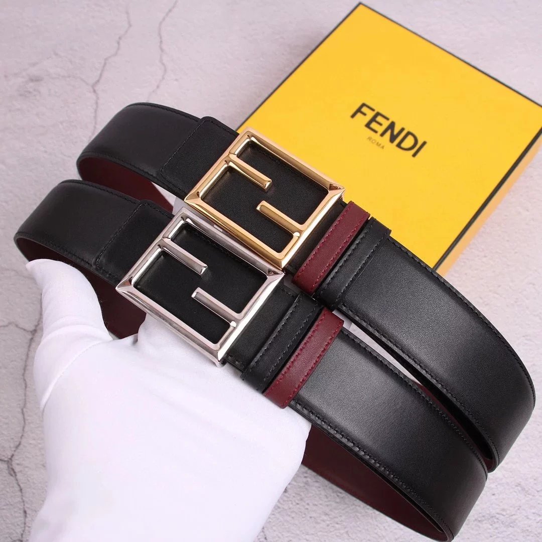 FENDI Belt Top version High Quality Double-Sided Head Layer Cowhide with Pure Copper Solid Buckle Belt Men's Fashion All-Match Genuine Leather f Home Belt Clothes Accessories Width3.8cm