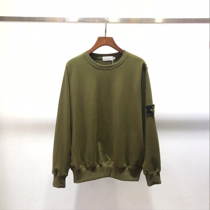 Stone Island Hoodie Supply Spring and Autumn Solid Color Terry Compass Armband round Neck Sweater Men and Women Same Style Couple Loose Long Sleeve