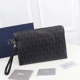 Dior Men's Bag Top version 2022New Presbyopic Men's Handbag Clutch Original Single Quality Three-Dimensional Printing cd Imported Original Black Cloth Presbyopic Jacquard Men's Bag