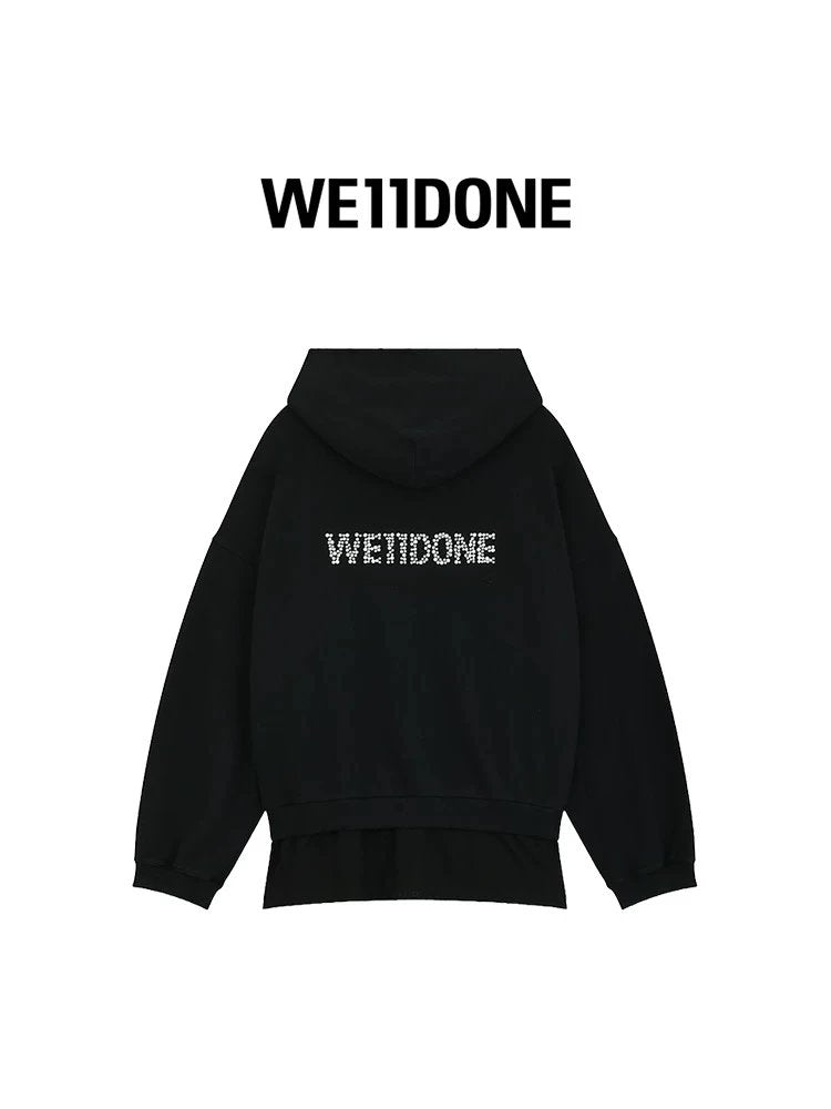 We11done Hoodie Top Version24Early Autumn New Men's and Women's Same Pearl LOGO Layered Hoodie Sweater