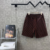 FENDl Shorts Full Print Double F Letter Printing logo Five-point Shorts25ss New Drawstring Casual Summer Pants5Two-in-One Casual Sweatpants for Men and Women, Pure Cotton Joggers