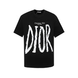 Dior T-shirt Letter Hand-drawn Print logo Round neck short-sleeve pure cotton T T-shirt OS Loose Fit Unisex Base Shirt Summer New Casual Simple T-Shirt