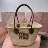 Miu Miu Bag Top version Summer New Chinese Fan Palm Bags Straw Basket Women's Bag Crossbody Bag Shoulder Strap for Handbag Adjustable Detachable5BG273