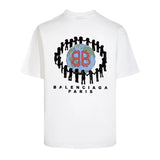 Balenciaga T-shirt Back Hand in Hand Protecting Earth Pattern Print logo round Neck Short Sleeve25ss New pure cotton T Unisex T-Shirt OS Drop Shoulder Loose Fit Base Shirt Top T-Shirt Short Sleeve