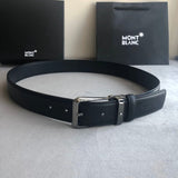 Montblanc Belt Top version 【Original Factory】Men's Leather Belt Width3.5cm Quality Full Set Packaging Pin Buckle Original Imported Double-Sided Head Layer Cowhide 100% Original Pure Brass Buckle Dual-Use Fashion Elegant Boys Belt M Home New Custom Latest