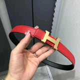 Hermes Belt Top version High Quality Women's Belt First Layer Calfskin Double-Sided Letters h Buckle Casual All-Match Belt2.4cm