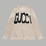 Balenciaga Sweater Collaboration Distressed Crew Neck Knit Sweater Long Sleeve Pullover Unisex Thickened OS Loose Fit Top Versatile Casual Jacket Lazy Style