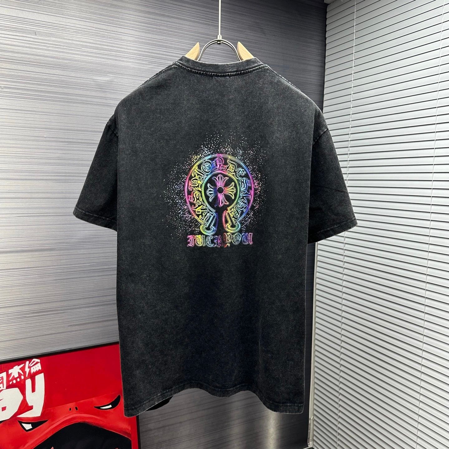 Chrome Hearts T-shirt Back Colorful Horse Hoof Print logo round Neck Short Sleeve25ss New Pure Cotton Unisex Style T T-shirt OS Loose Fit Base Shirt Half Sleeve T-Shirt Top Half Sleeve