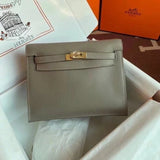 Hermes women's bag Top version 【H Handmade】Women's Bag KellyDanSe22cmevercolor Leather Imported Beeswax Thread Clutch Backpack Waist Bag Shoulder Messenger Bag Gold and Silver Buckle