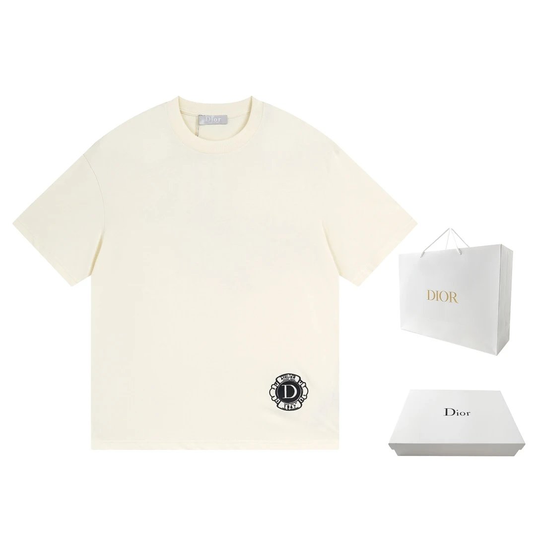 Dior T-shirt 25ss New Pure Cotton Unisex Style T T-shirt OS Loose Fit Base Shirt Top Half Sleeve T-Shirt