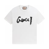 Gucci T-shirt Chest Calligraphy Letter Print logo round Neck Short Sleeve25ss New Pure Cotton Unisex Style T Casual T-Shirt Base Layer Shirt OS Loose Fit Half Sleeve Top Plus Size