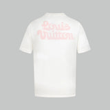 Louis Vuitton LV T-shirt Pink Letter Embroidery on the Back logo round Neck Short Sleeve25ss New Pure Cotton Unisex Style T Casual T-Shirt Base Layer Shirt OS Loose Fit Half Sleeve Top Plus Size