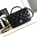 Chanel Women's Bag Top version 【Super Original Leather】24A Handmade Workshop Double Pocket Messenger Bag Women's Handle Messenger Briefcase Large Oil Wax Leather Large Messenger Bag Women's Bag24A Handle Cover Messenger Bag Messenger Bag Shoulder Bag Hand