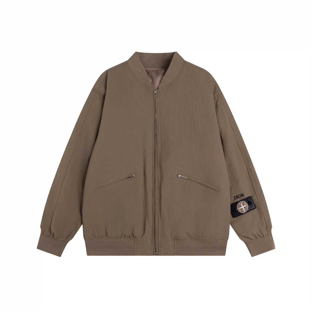 Dior Jackets Joint Thin Cotton Coat Men's Clothing Black Silk Blend Bomber Jacket Casual Loose Versatile Stand Collar Thermal Zipper Cardigan Baseball Uniform Sportswear Windbreaker Men Women Same Style24ss Autumn and Winter New Products