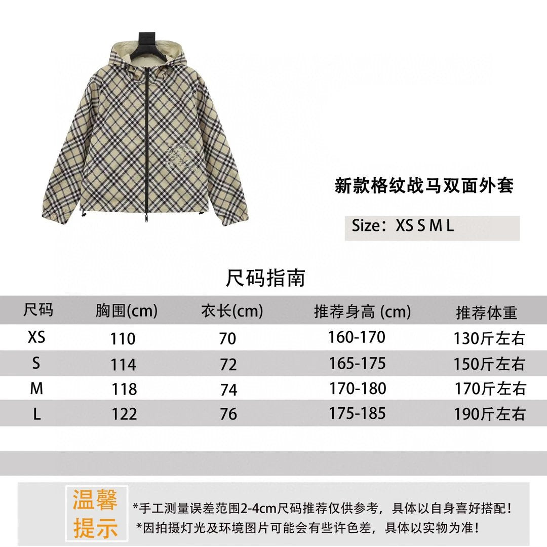 Burberry Jackets New Plaid Horse Double-Sided Coat for Men and Women