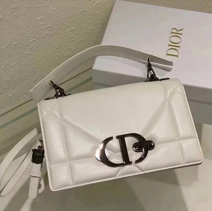 Dior Women's Bag Top version 【Version】2023New30Montaigne Chain Handbag Milkshake White plus-Sized Rattan Plaid Matching Handle Montian Underarm Bag Chain Bag Montaigne Women's Bag Handbag Messenger Bag Shoulder Bag