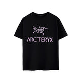 Arc'teryx T-shirt Pink Skeleton Letter Print on the Chest logo round Neck Short Sleeve25ss New Pure Cotton Unisex Style T Casual T-Shirt Base Layer Shirt OS Loose Fit Half Sleeve Top Plus Size
