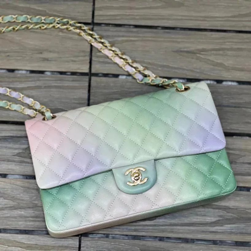 Chanel Women's Bag Top version Gradient Color CF Series Sheepskin1112#Classic Custom Spanish Imported Original Sheepskin All-Steel Hardware Lining with Lambskin Feel Soft Version Shape Awesome[Strong]Exclusive Genuine Goods Development CF Medium25.5cm