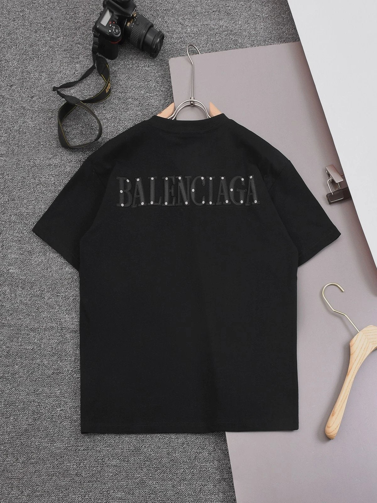 Balenciaga T-shirt Refined Small Logo Letter Patch Embroidered Round Neck Short Sleeve25ss New Pure Cotton Unisex Style T T-shirt Base Shirt Tee Shirt OS Loose design