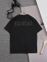 Balenciaga T-shirt Refined Small Logo Letter Patch Embroidered Round Neck Short Sleeve25ss New Pure Cotton Unisex Style T T-shirt Base Shirt Tee Shirt OS Loose design