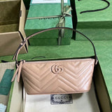 Gucci Women's Bag Top version 【**Version】2023New Marmont Series Quilted Backpack Underarm Bag Ma Meng Underarm Bag Handbag Storage Bag Mobile Phone Bag Marmont Ma Meng Series Handbag739166