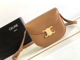 Celine women's bag Top version 【Original Leather High Version】2022New Online Popular Bags Recommend Early Autumn New Triomphe Arc De Triomphe Saddle Bag Horseshoe Bag round Crossbody Bag Cattle Leather Bag110413