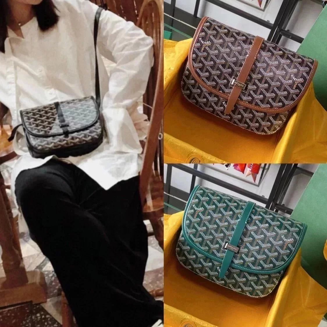 Goyard Bag Top version 2021New Men's Bag Women's Bag Printed Men's and Women's Single Buckle Small Size Shoulder Crossbody Messenger Bag Men