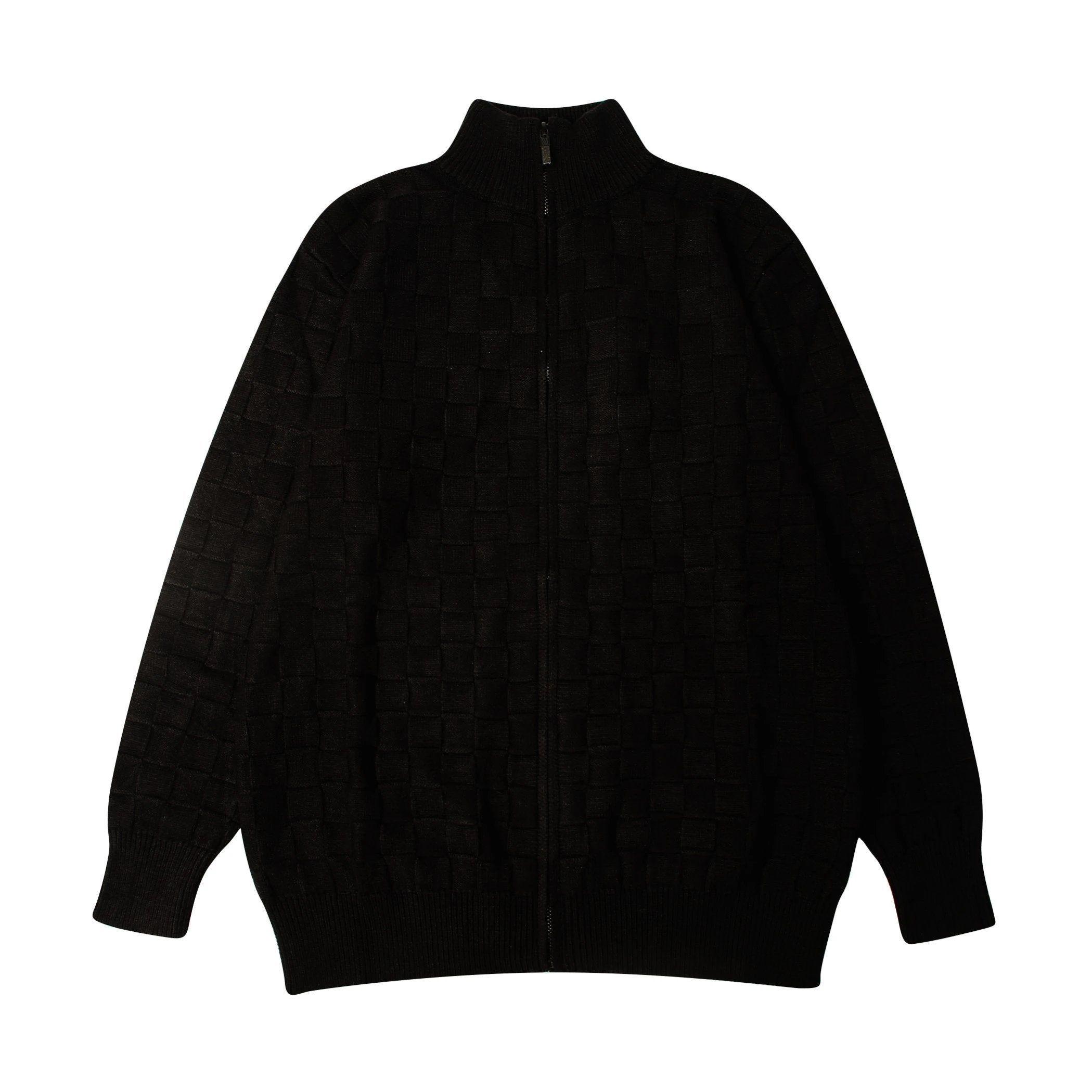 Louis Vuitton LV Sweater Checkerboard Knit Sweater Zipper Cardigan Jacket Unisex Autumn Winter Coat