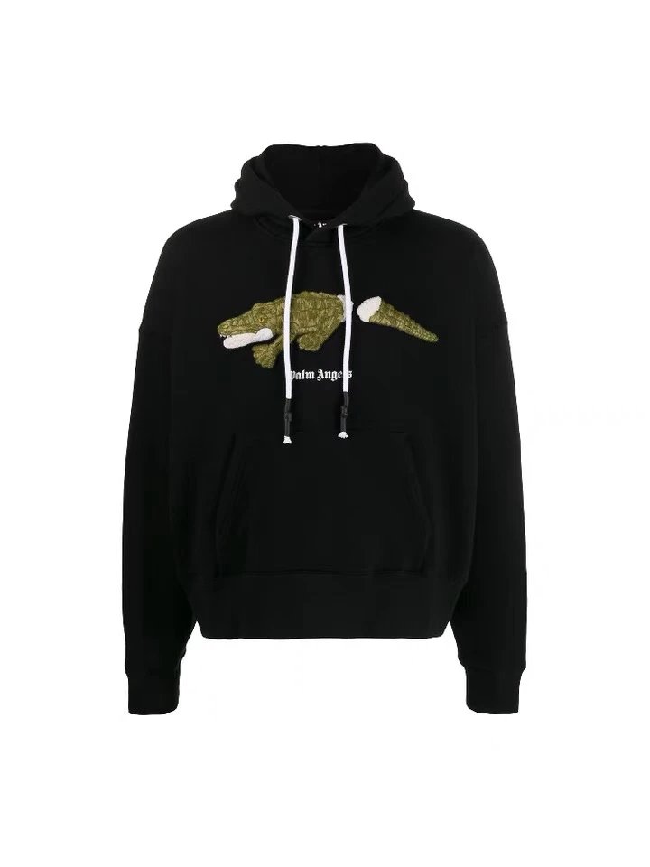 Palm Angels Hoodie Top Version Broken End Crocodile Embroidery Men's and Women's Hoodie