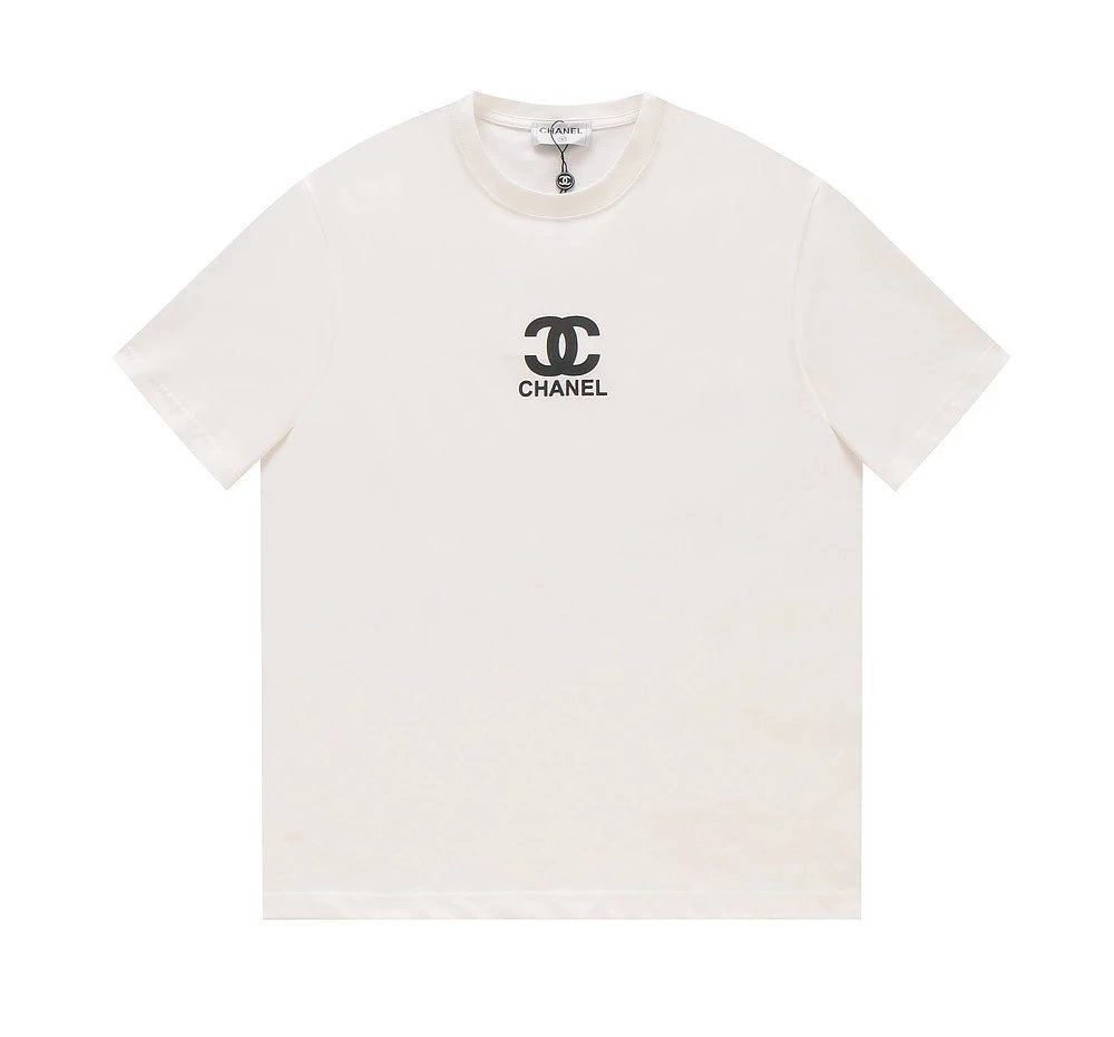 Chanel T-shirt Spring and Summer New Front and Rear Adhesive Letters LOGO Pattern Short Sleeve T T-shirt，Adopt240Gram32Double Yarn Fabric，Soft and Delicate，Soft and Comfortable，Moderate Thickness，Not Easy to Deform，Three Standard Complete，Loose design，Sim