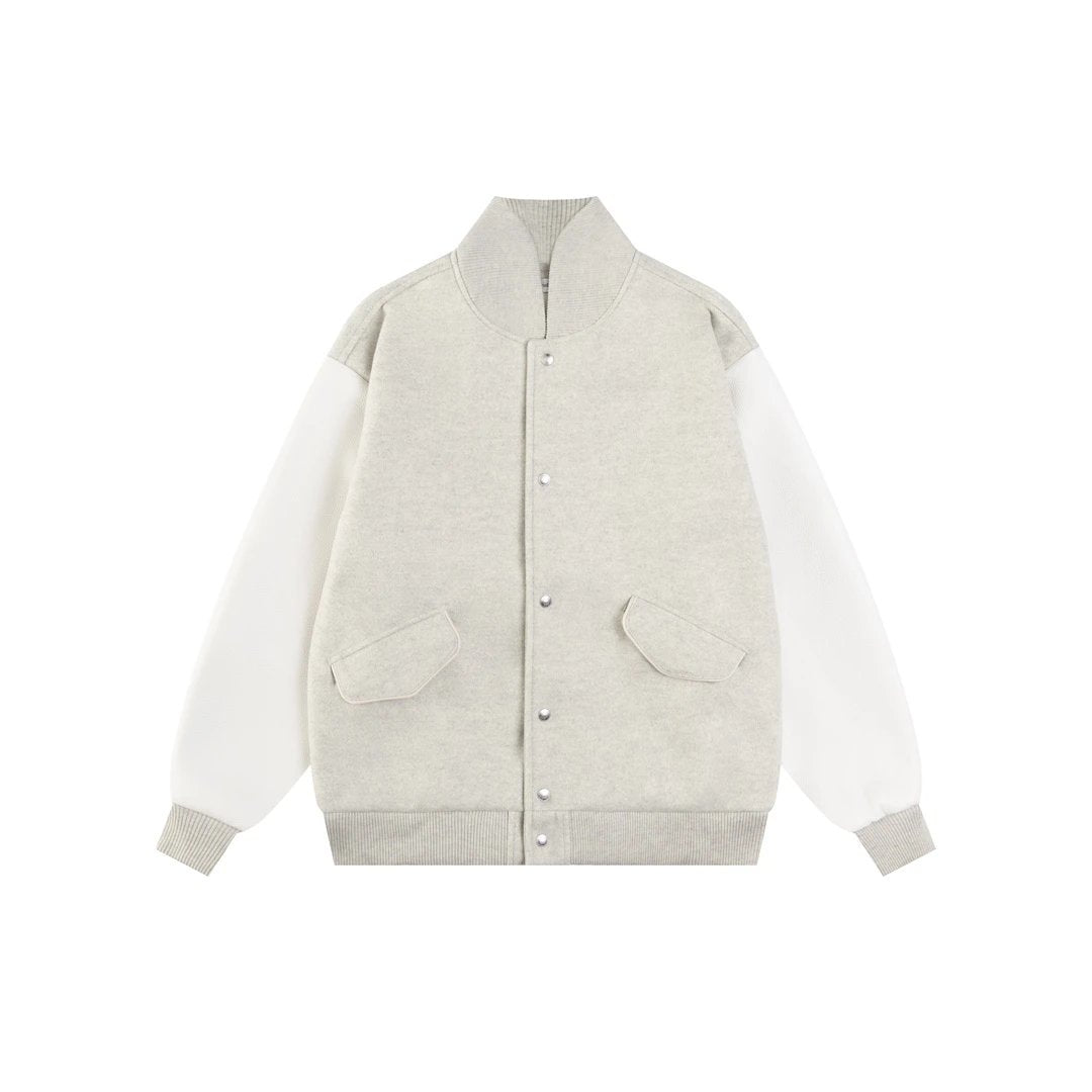 Dior Jackets Lychee Pattern Sleeve Leather Color-Block Short Jacket Towel Embroidery American Letter Unisex Street Style Padded Thickened Jacket