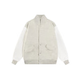 Dior Jackets Lychee Pattern Sleeve Leather Color-Block Short Jacket Towel Embroidery American Letter Unisex Street Style Padded Thickened Jacket