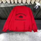 Chrome Hearts Sweater Patchwork Distressed Knit Crew Neck Sweater Long Sleeve Pullover Thickened Lazy Style OS Loose Fit Knit Jacket Unisex Casual Wearable Inside and Outside Versatile