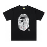 Bape T-shirt Top Version Fashion Brand Small Icon Embroidered Men's and Women's Short Sleeve T T-shirt Couple Cotton Printed round Neck Half Sleeve