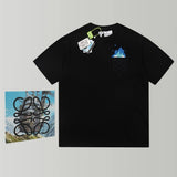 LOEWE T-shirt 24ss Hayao Miyazaki Joint-Name Series Haar's Mobile Castle Flame Embroidery Doll round Neck Short Sleeve Men and Women Same Style T T-shirt OS Loose Fit Base Shirt Casual Top Short Sleeve T-Shirt