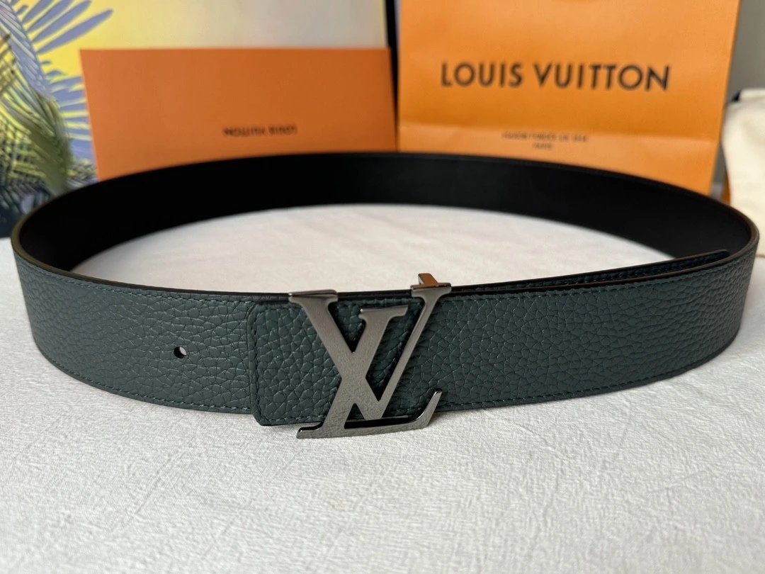 Louis Vuitton LV Belt Top version The Most New Belt4.0cm Men's Belt Metal Buckle Men's Leather Belt with Classic Chessboard Plaid Belt with Genuine Goods Packaging