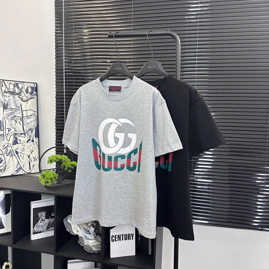 Gucci T-shirt Double large G Letter Printing logo round Neck Short Sleeve25ss New pure cotton T Unisex T-Shirt OS Loose Fit Base Shirt Top Half Sleeve T-Shirt