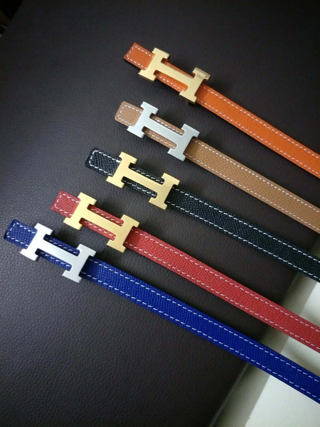 Hermes Belt Top version High Quality Women's Belt First Layer Calfskin Double-Sided Letters h Buckle Casual All-Match Belt1.5cm