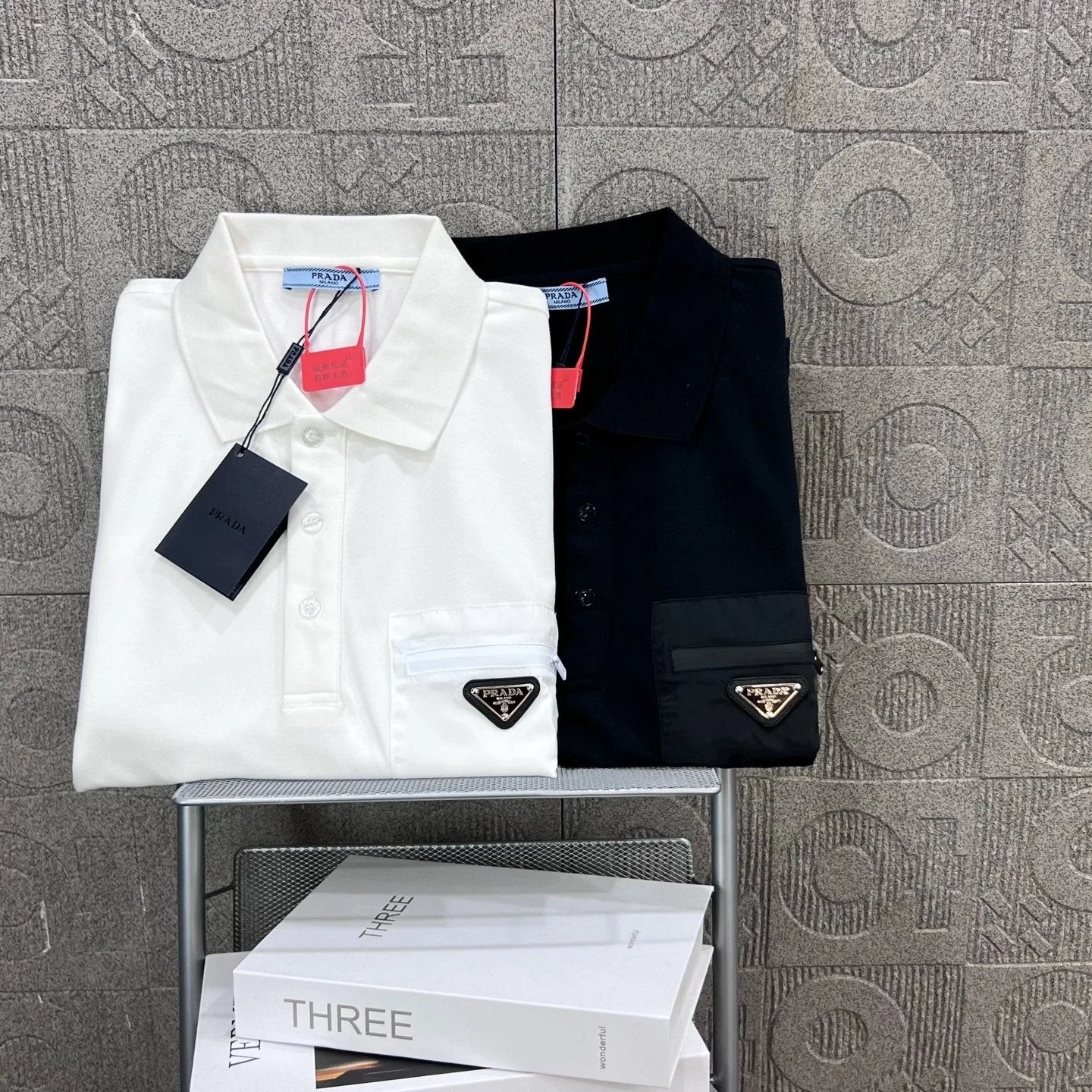 PRADA T-shirt Chest Pocket Triangle Logo Letter logoPOLO Shirt Lapel Short Sleeve25ss New Unisex Summer Short Sleeve OS Loose T Business Half Sleeve Shirt Plus Size T-Shirt