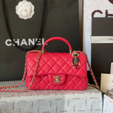 Chanel Women's Bag Top version 【Original Leather with the Highest Quality Version】Small24K Patent Leather Handle Box Bag Cosmetic Bag AS2431Handle CF Bag Doll24KCFminihandle Handle Bag Sheepskin Women's Bag24P Woolen Sequins Flap Bag Mobile Phone Bag Port