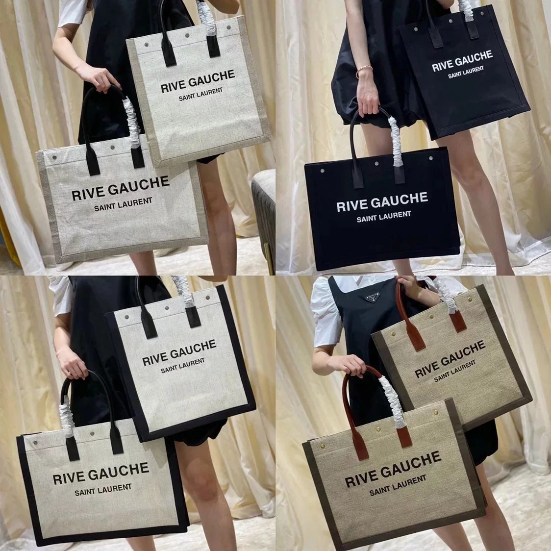 YSL Women's Bag Top version 2022Spring and Summer New Canvas Diablement Fort Shopping Bag Beach Bag RiveGaucheToteBag Left Bank Shopping Bag Tote Tote Bag Mummy Bag Handbag Computer Bag Lady Commuter Briefcase