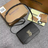 Burberry Women's Bag Top version Original Genuine Goods Leather TB Series Metal Lock Catch Bag Buckle Lychee Pattern Leather One-Shoulder Crossbody Women's Flap Bag Small Square Bag Sheepskin tb Bag