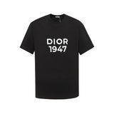 Dior T-shirt 1947Patterned Embroidered Letter Crew Neck Short Sleeve Pure Cotton T T-shirt OS Loose Fit Unisex Base Shirt Summer New Casual Simple T-Shirt