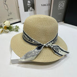 Dior Hat Bow logo Fisherman Hat Straw Hat Casual Sun Protection Plain Face Covering Sunshade Outdoor UV Protection Versatile Flat Top Bucket Hat