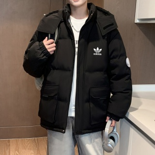 Adidas down jacket Clothing Winter Solid Color Casual Simple Stand-up Collar Thick Versatile Cotton Coat-CY