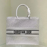 Dior Women's Bag Top version 【Original Leather Quality】2022New Full Leather Tote Bag booktote Imported Calfskin Oblique Printed White Black Cowhide Tote Handbag Shopping Bag Mummy Bag Women's Bag